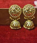 Gold Plated diamond Authentic Full Mirror Work jhumkas or Jhumki Earrings
