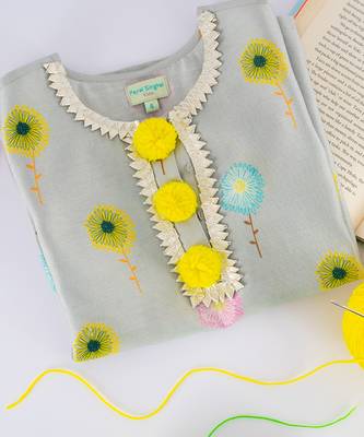 PS Kids by Payal Singhal Grey print Silkmul Tunic 1
