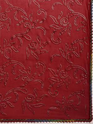 Red woven georgette saree with blouse 5