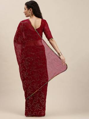 Pink Woven Georgette Saree With Blouse 2