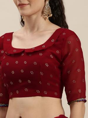 Pink Woven Georgette Saree With Blouse 4