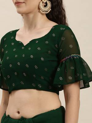 Green Woven Georgette Saree With Blouse 4