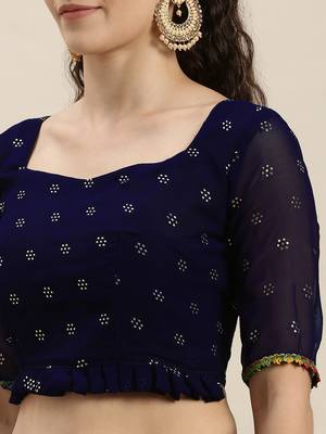 Blue Woven Georgette Saree With Blouse 4