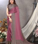 Pink Printed Chiffon Saree With Blouse