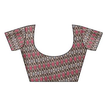Pink Printed Chiffon Saree With Blouse 4