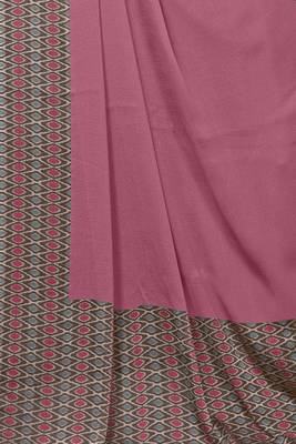 Pink Printed Chiffon Saree With Blouse 5