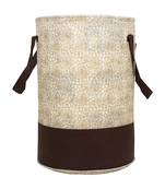 Laundry Bag Laundry Basket Storage Organiser Flower Printed Waterproff Non-Woven  Handles.(Brown)