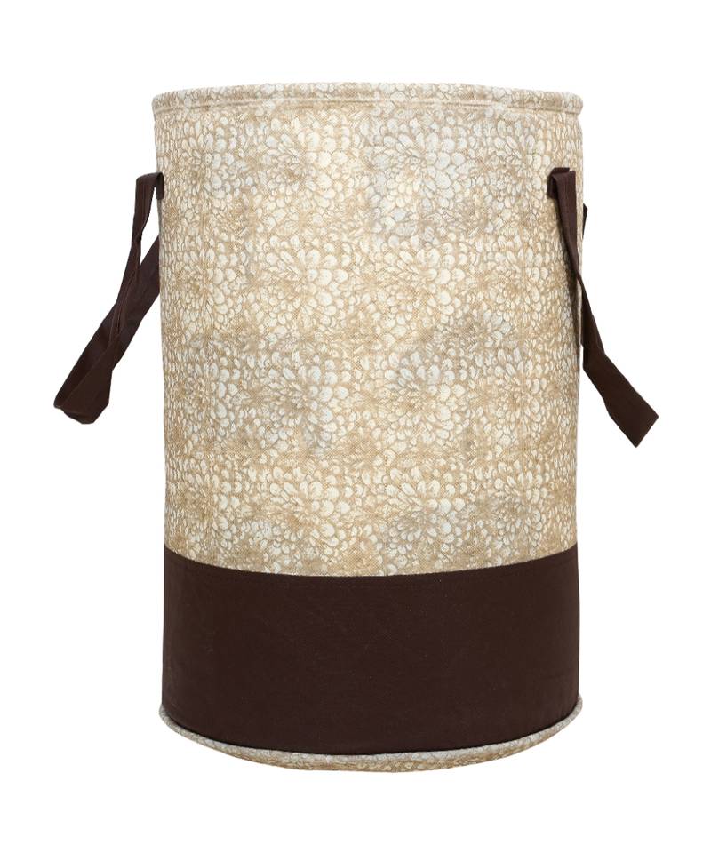 Laundry Bag Laundry Basket Storage Organiser Flower Printed Waterproff Non-Woven  Handles.(Brown)