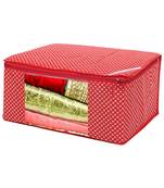 Polka Dots 4 Piece Cotton 3 Layered Quilted Saree CoverRED