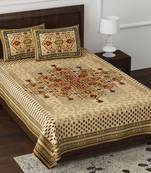 JAIPUR FABRIC Marbella Mustard Queen Size Pure Cotton Single Bedsheet with 2 Pillow Covers