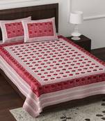 JAIPUR FABRIC Lantana Pink Queen Size Pure Cotton Single Bedsheet with 2 Pillow Covers