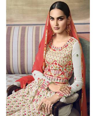 Teal Blue Traditional Multi Embroidered Georgette Sharara Suit 4