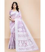 light_purple Lucknowi Silk saree with blouse piece