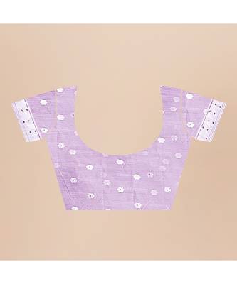 light_purple Lucknowi Silk saree with blouse piece 4