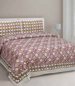 JAIPUR FABRIC Kaleidoscope Peach Cotton Double Bedsheet With 2 Pillow Covers