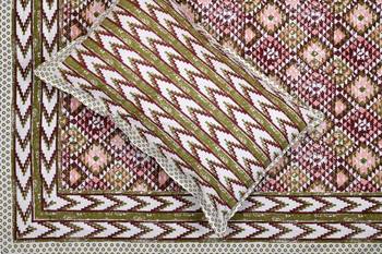 JAIPUR FABRIC Kaleidoscope Peach Cotton Double Bedsheet With 2 Pillow Covers 3