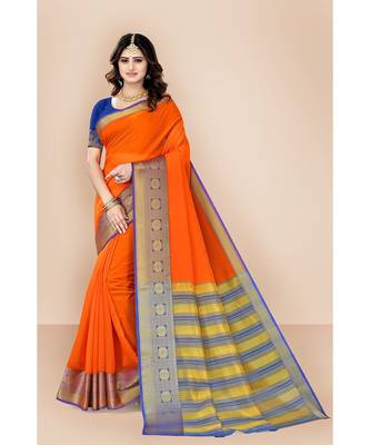 orange gadwal cotton sarees 1