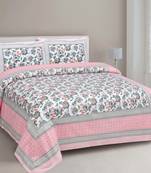 JAIPUR FABRIC Phalgun Pink Cotton Double Bedsheet With 2 Pillow Covers