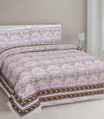 JAIPUR FABRIC Garden Grace Pink Cotton Double Bedsheet With 2 Pillow Covers