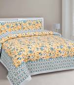 JAIPUR FABRIC Festine Flower Grey Cotton Double Bedsheet With 2 Pillow Covers