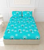 JAIPUR FABRIC Sea Green Dandellions Super Soft King Size Double BedSheet 2 Pillow Covers