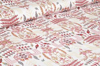 JAIPUR FABRIC Pure Cotton Artistic Modern Pink Cream Jaipuri Double Bedsheet With 2 Pillow Covers 3
