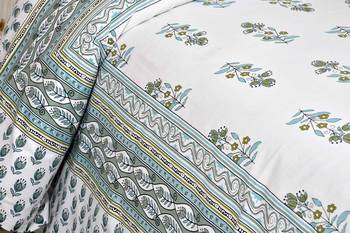 JAIPUR FABRIC English Green Pastel Cotton Double Bedsheet With 2 Pillow Covers 2