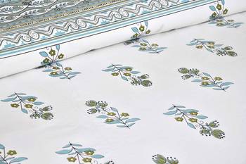 JAIPUR FABRIC English Green Pastel Cotton Double Bedsheet With 2 Pillow Covers 3