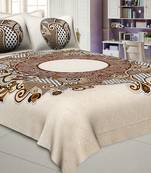 JAIPUR FABRIC Cosmic Kolam Brown Double Bedsheet With 2 Pillow Covers