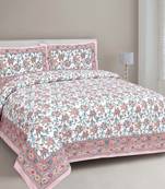 JAIPUR FABRIC Spring Fresh Pink Pure Cotton Double BedSheet With 2 Pillow Covers