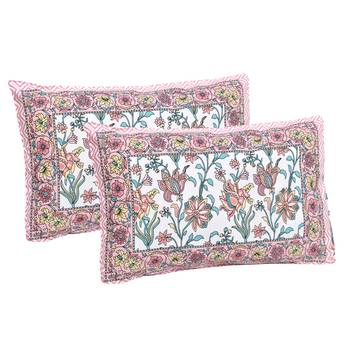 JAIPUR FABRIC Spring Fresh Pink Pure Cotton Double BedSheet With 2 Pillow Covers 2