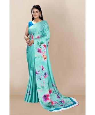 blue Japan Satin Sarees 1