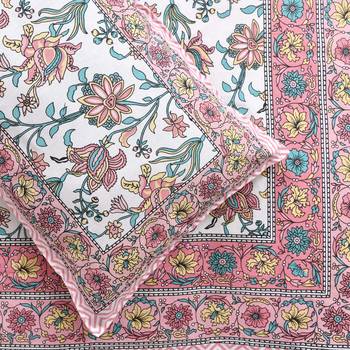 JAIPUR FABRIC Spring Fresh Pink Pure Cotton Double BedSheet With 2 Pillow Covers 3