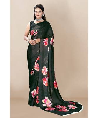 black indigo Japan Satin Sarees 1