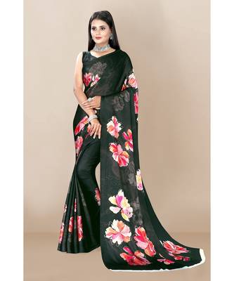 black indigo Japan Satin Sarees 4