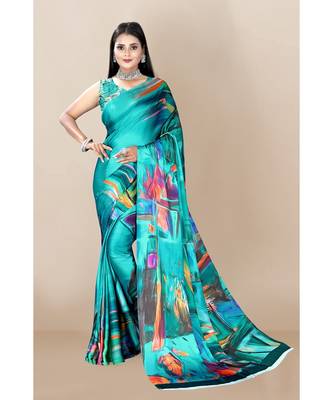 aqua_blue Japan Satin Sarees 1