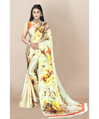 beige Japan Satin Sarees 2