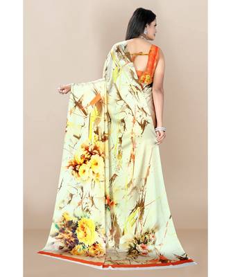 beige Japan Satin Sarees 3