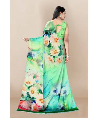 green Japan Satin Sarees 3