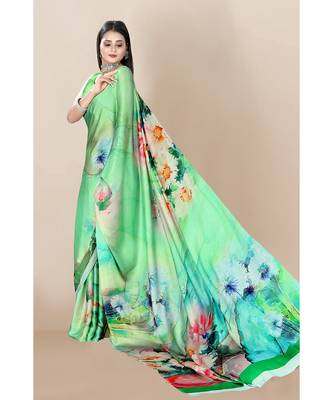 green Japan Satin Sarees 4