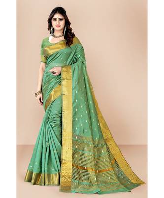green Banarasi Silk Sarees 1