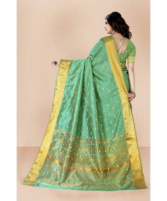 green Banarasi Silk Sarees 3