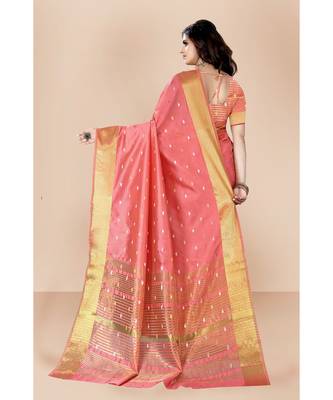 peach Banarasi Silk Sarees 3