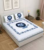 JAIPUR FABRIC Kids Lucky Leo Blue King Size Bedsheet With 2 Pillow Covers