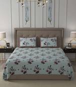 JAIPUR FABRIC Brown Flowers Cotton King Size Bedsheet 2 Pillow Covers