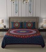 JAIPUR FABRIC Violet Rangoli Mandala Cotton Double Bedsheet With 2 Pillow Covers