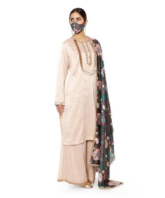 Beige printed chanderi ethnic-kurtis 2