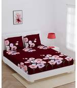JAIPUR FABRIC Purple Floral Super Soft Double Bedsheet With 2 Pillow Covers