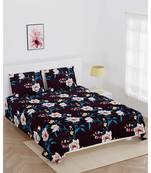 JAIPUR FABRIC Chocolate Brown Floral Super Soft Double Bedsheet With 2 Pillow Covers