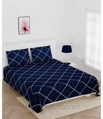 JAIPUR FABRIC Navy Blue Lining Super Soft Double Bedsheet With 2 Pillow Covers
